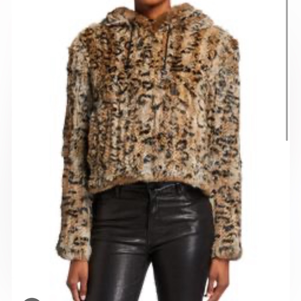 NWT ADRIENNE LANDAU RABBIT FUR HOODIE